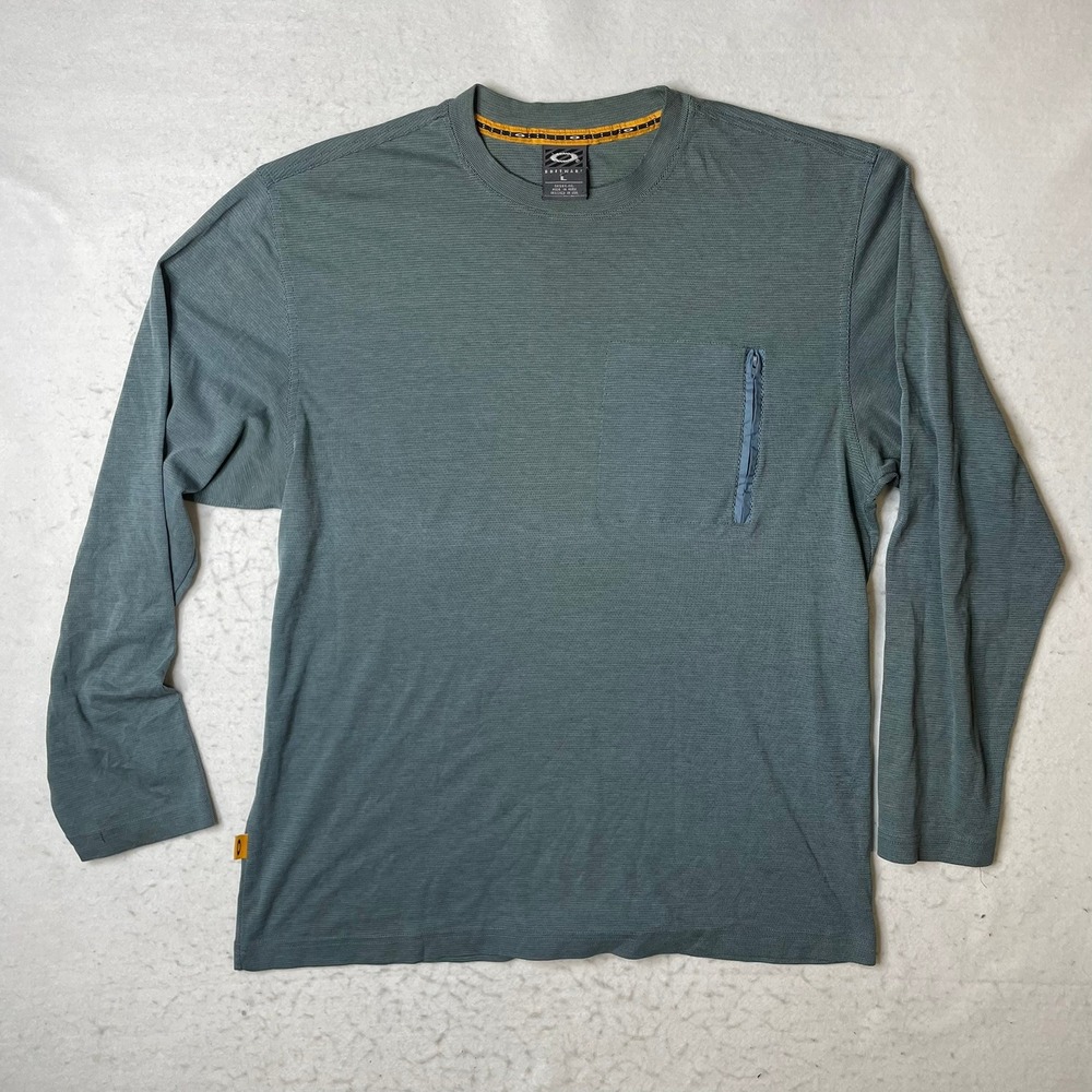 Oakley Software Long Sleeve Pocket T‎ Shirt Gray Men's L Cotton Polyester Blend